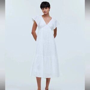 Madewell Tie-Back Flutter-Sleeve Tiered Midi Dress NWT Size 2
